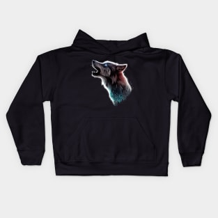 Majestic Wilderness: Intricate Wolf Head Silhouette Kids Hoodie